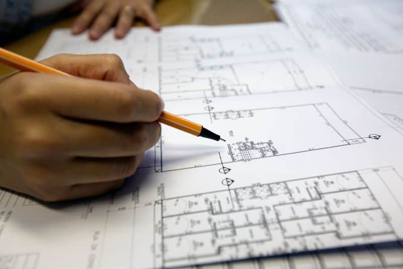 Blueprint of building plans