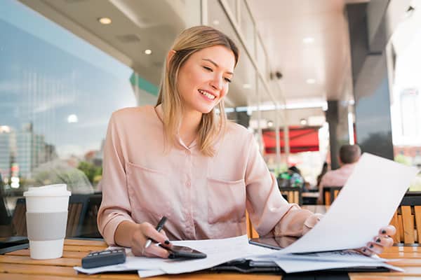 Woman reviewing brand guidelines