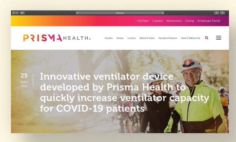 Prisma Health Website Screenshot