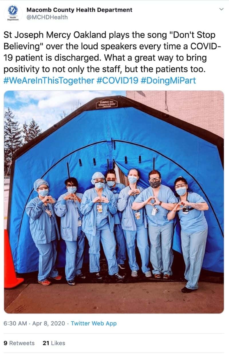 Twitter Post with Nurses