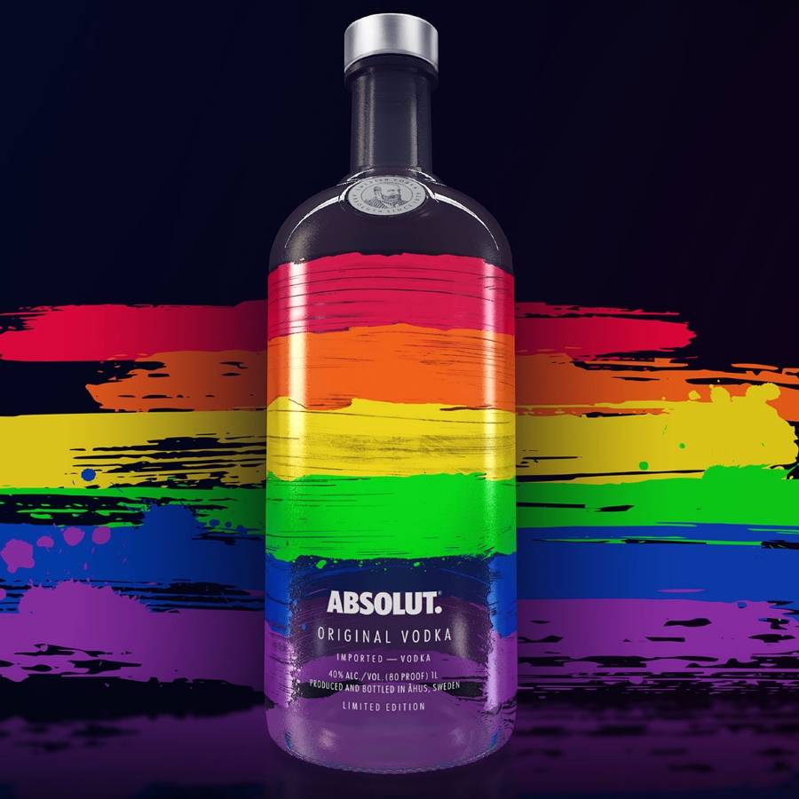 Absolut Vodka with rainbow flag colors