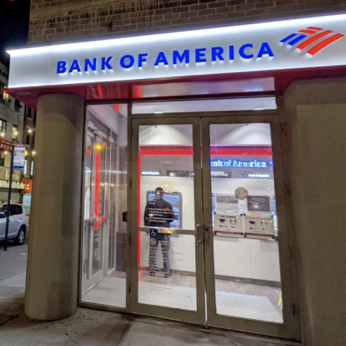 Bank of America - ATM inside night city