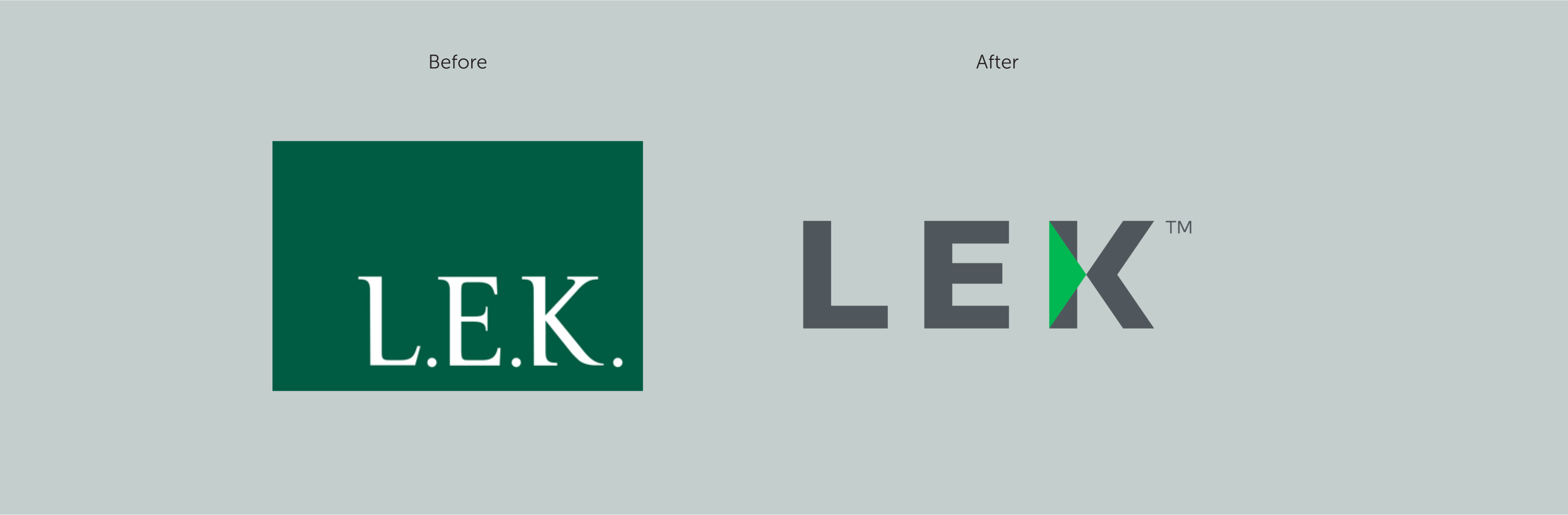 LEK - Before and after logos