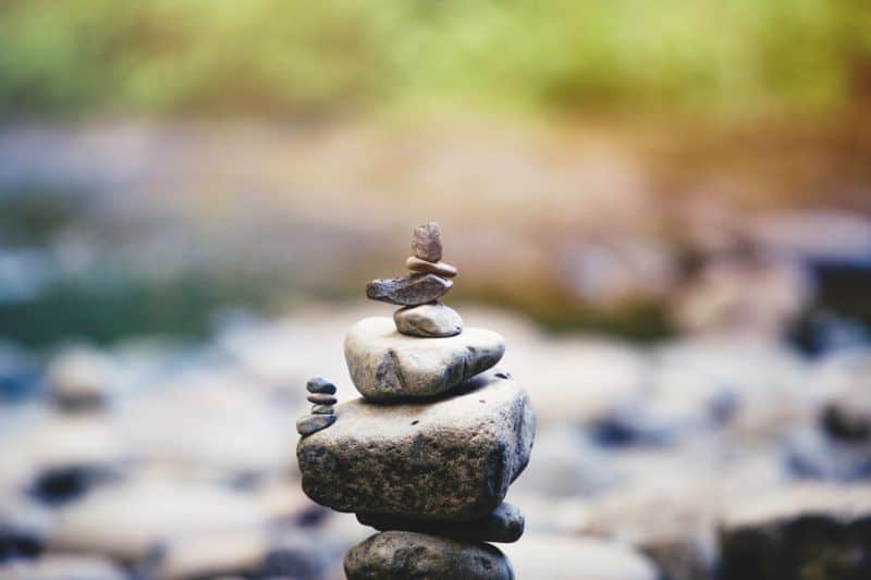 Rocks stacked in a focused way